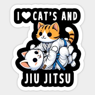 I Love Cats And Jiu Jitsu Sticker